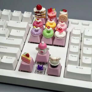 Resin Candy Cake Strawberry Donut Key Cap Cross Shaft