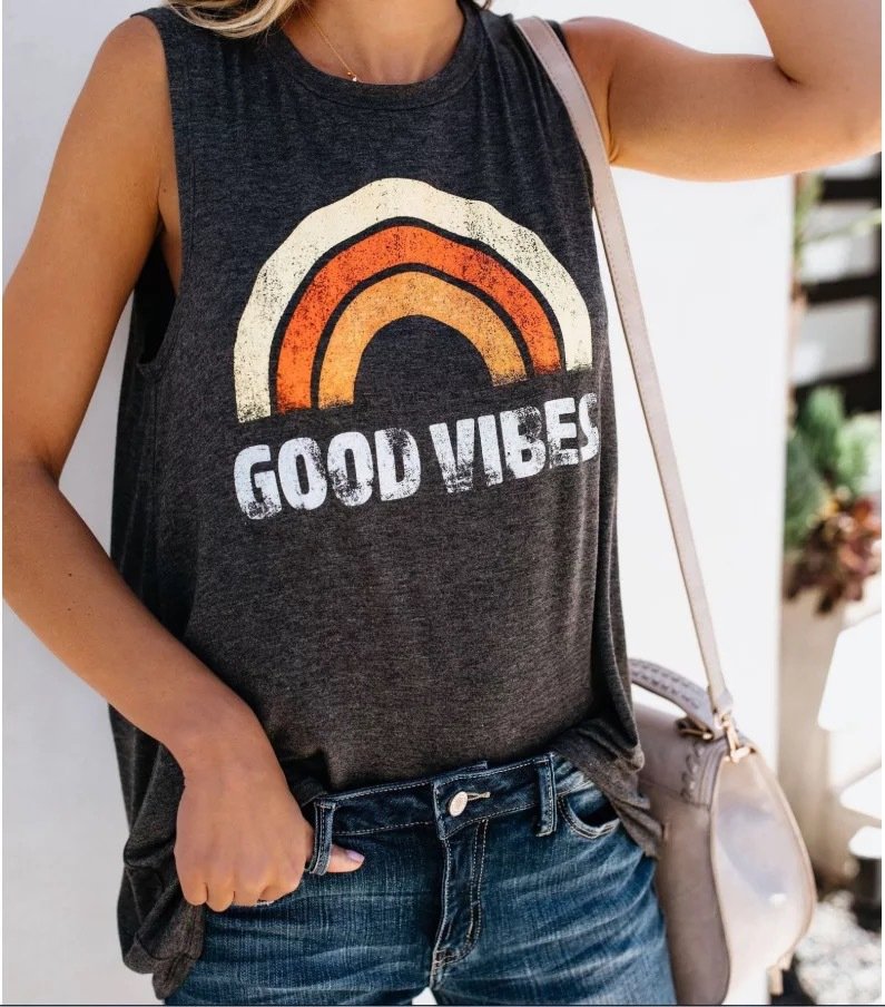 Letter rainbow sleeveless vest - Image 4