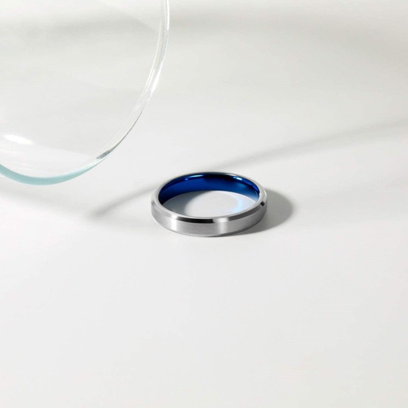 4mm Plus Creative Inner Blue Silver Ring - Image 5