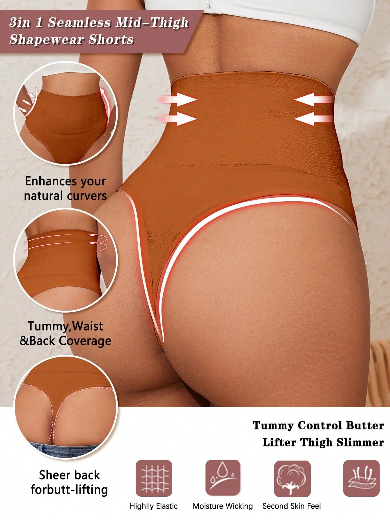 High-Waisted Shapewear Thong Tummy Control Butt Lifter Full Body Slimming Seamless Body Shaper - Image 27