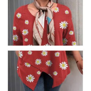 Daisy Floral Printed Sleeve Round Neck Shirt