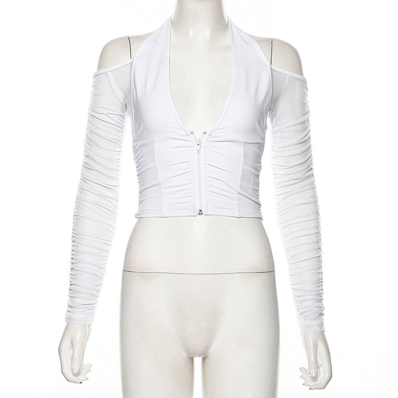 Mesh Long Sleeve Halter Cardigan - Image 2