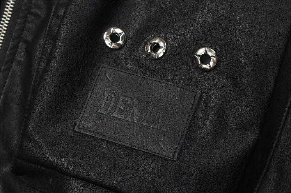 Dark Motorcycle Style Hooded Leather Jacket Men - Image 18