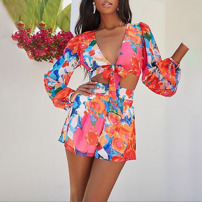 Puff Sleeve Long Sleeve Lace-Up Fashion Casual Suit Women - Image 3