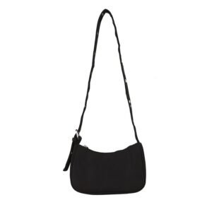Black nylon fabric shoulder messenger bag