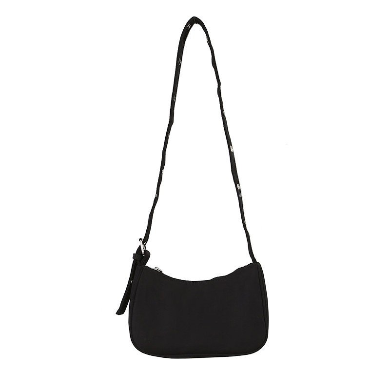 Black nylon fabric shoulder messenger bag