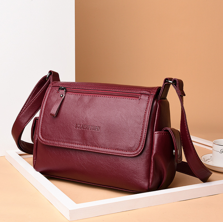 spring and summer middle-aged mother Messenger bag shoulder bag soft leather handbags wild travel shopping with the party bag - Image 6