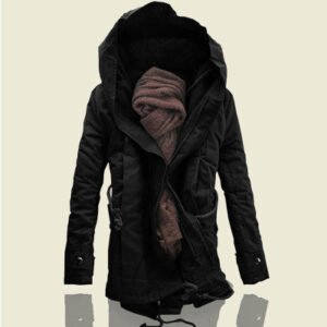 Larger thick European and American loose mid-length hooded jacket