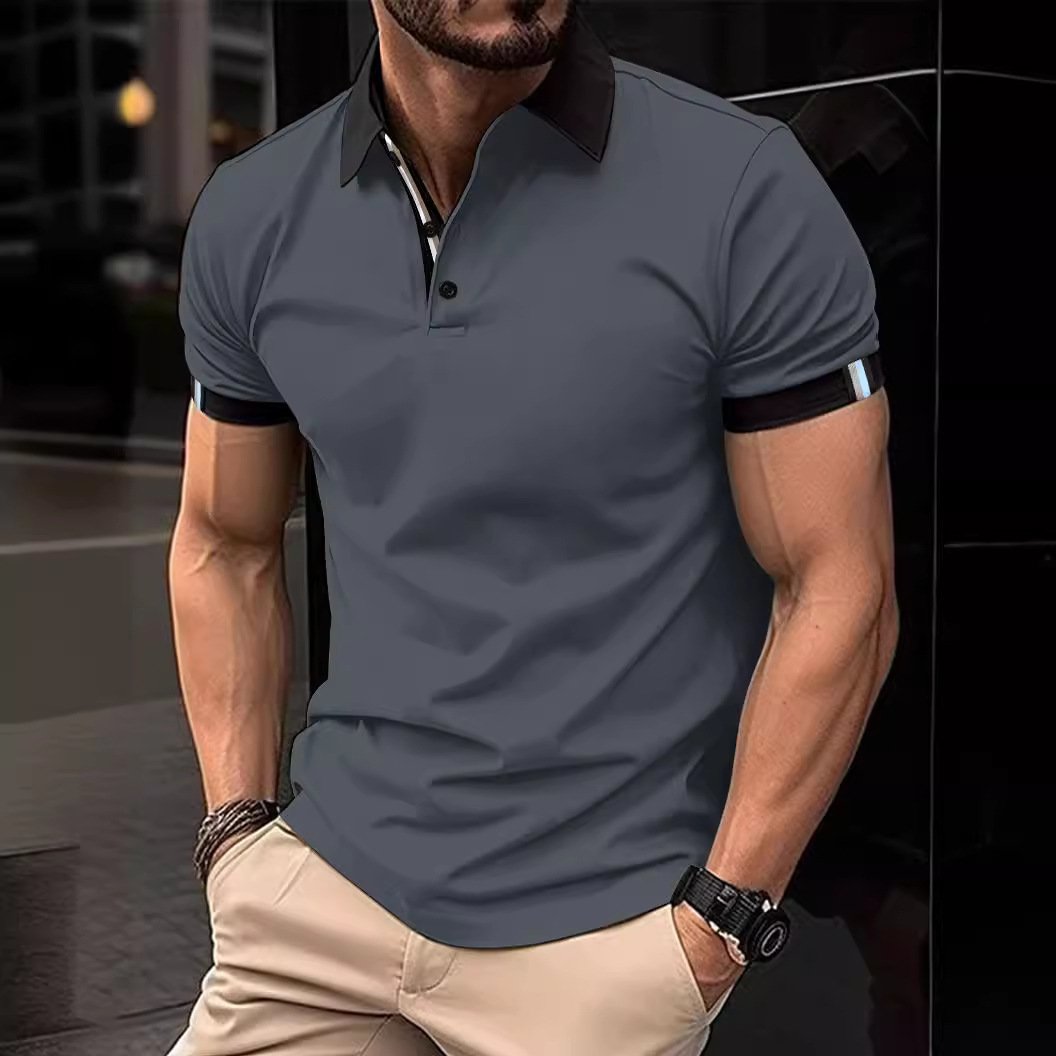 Men's Casual Button Solid Color Short Sleeves - Image 4