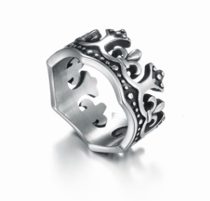 Europe and America punk gothic rock retro crown Roman titanium steel casting hipster domineering fashion men's ring ring