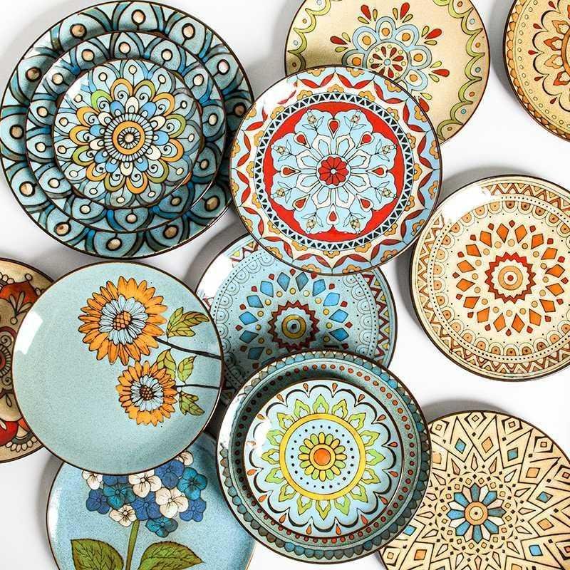 Hand painted ceramic plate round dinner plate - Image 4