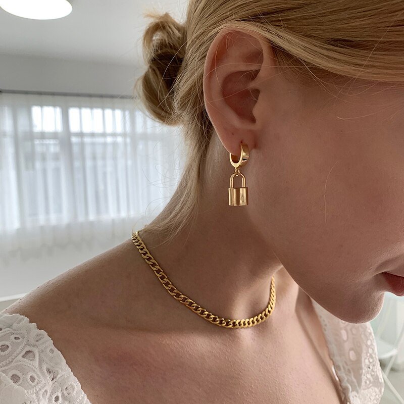 Women's Pure Copper Lock Earrings - Image 2