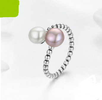 Sterling Silver S925 Opening Ladies Ring Natural Freshwater Pearl Personality Fashion Ring - Image 2