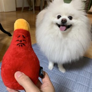 A Small Bottle Of Mayonnaise And Ketchup To Accompany The Sleeping Dog With A Sound Toy