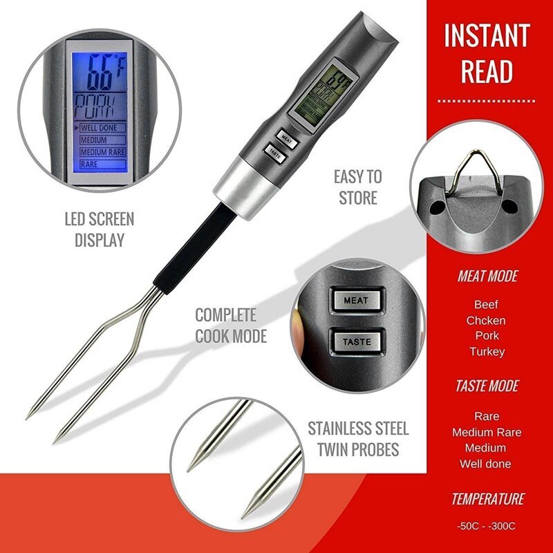 Stainless Steel BBQ Fork Thermometer Food Thermometer - Image 4
