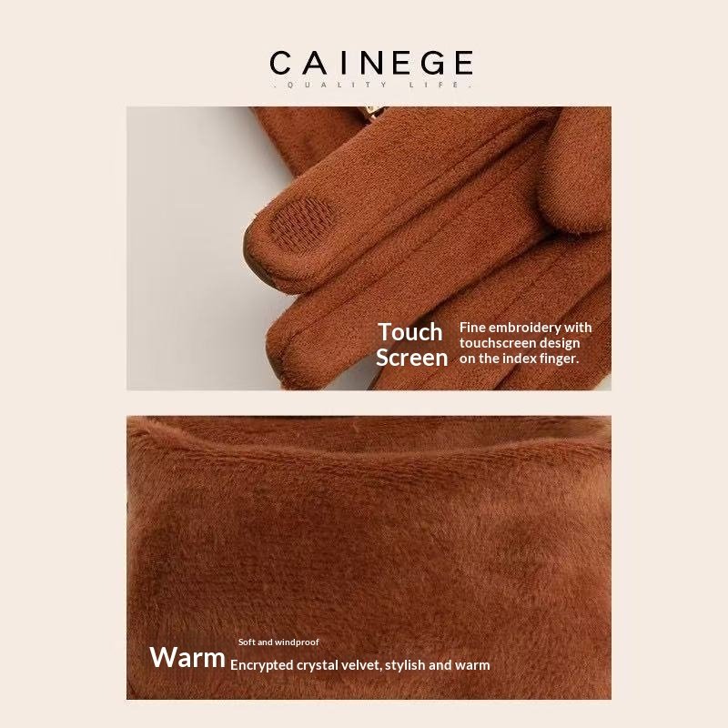 Womens Fleece-Lined Thickened Wind- And Cold-Resistant Warm Gloves - Image 4