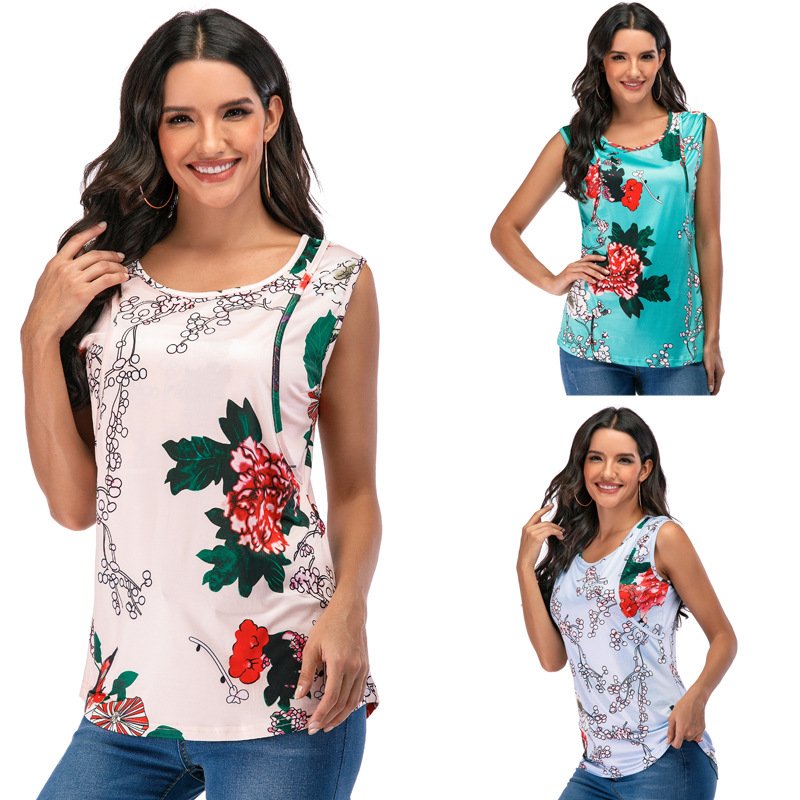 Sleeveless nursing printed T-shirt - Image 2