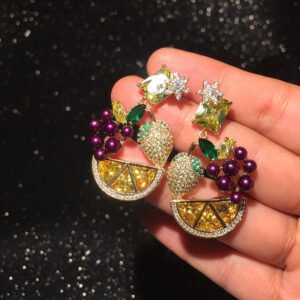 Seaside Fruit Flower Basket Lemon Earrings