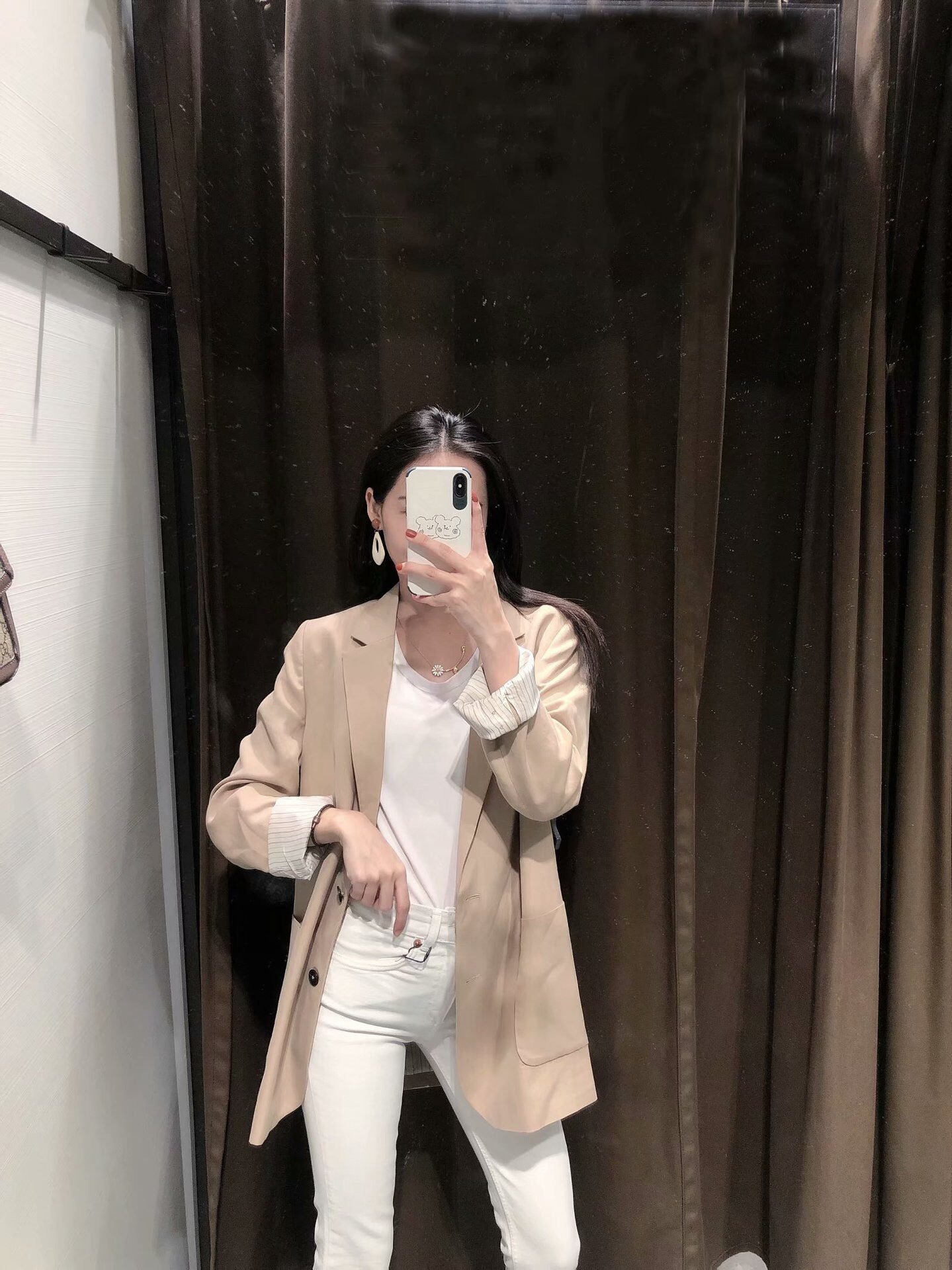 Women's Solid Color Straight Blazer With Button - Image 3