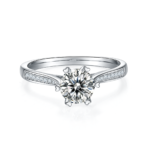 1-carat Luxury And Fashionable Light Luxury Jewelry Silver Ring Set With Top-quality Moissanite, S925 Silver Plated Platinum