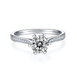 1-carat Luxury And Fashionable Light Luxury Jewelry Silver Ring Set With Top-quality Moissanite, S925 Silver Plated Platinum