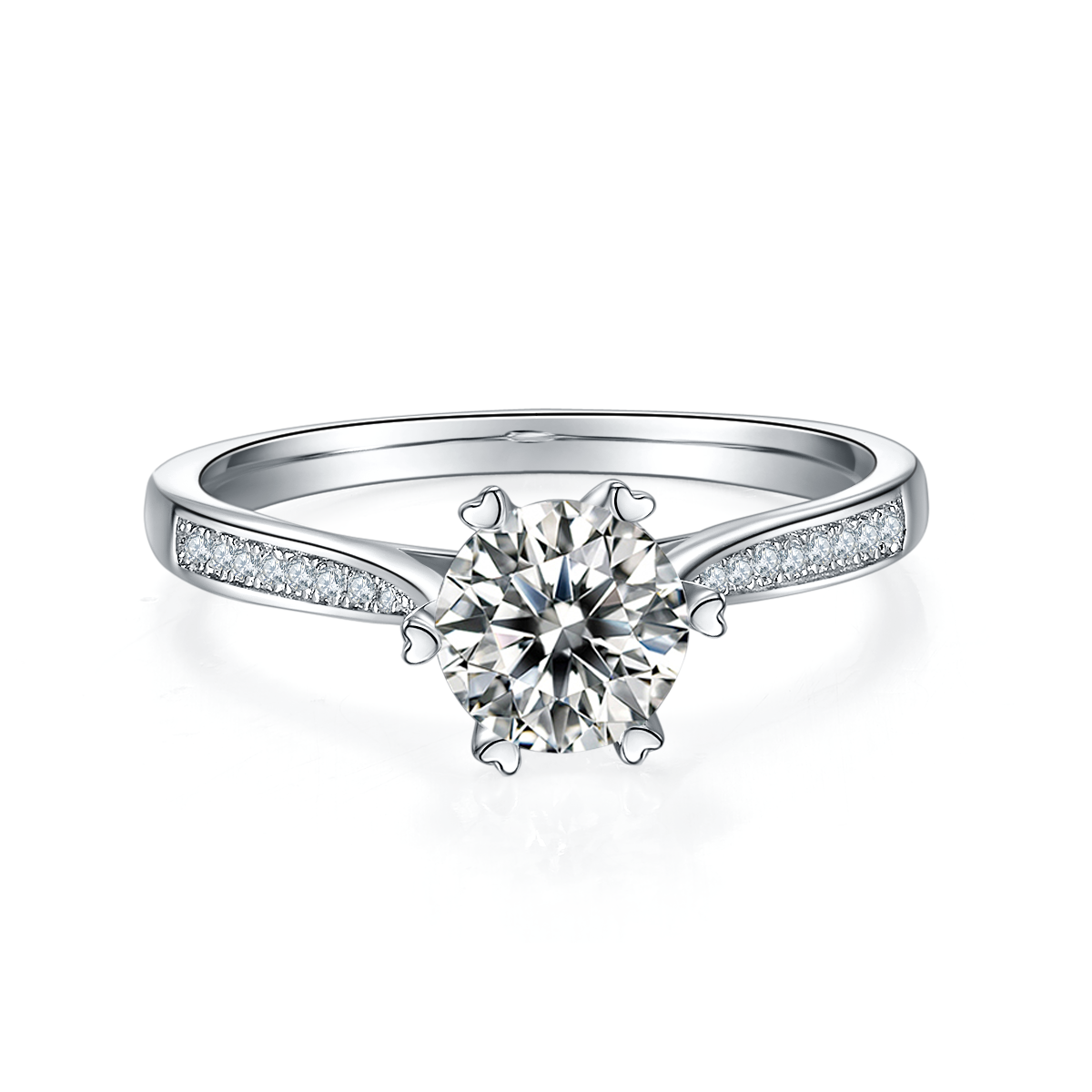 1-carat Luxury And Fashionable Light Luxury Jewelry Silver Ring Set With Top-quality Moissanite, S925 Silver Plated Platinum