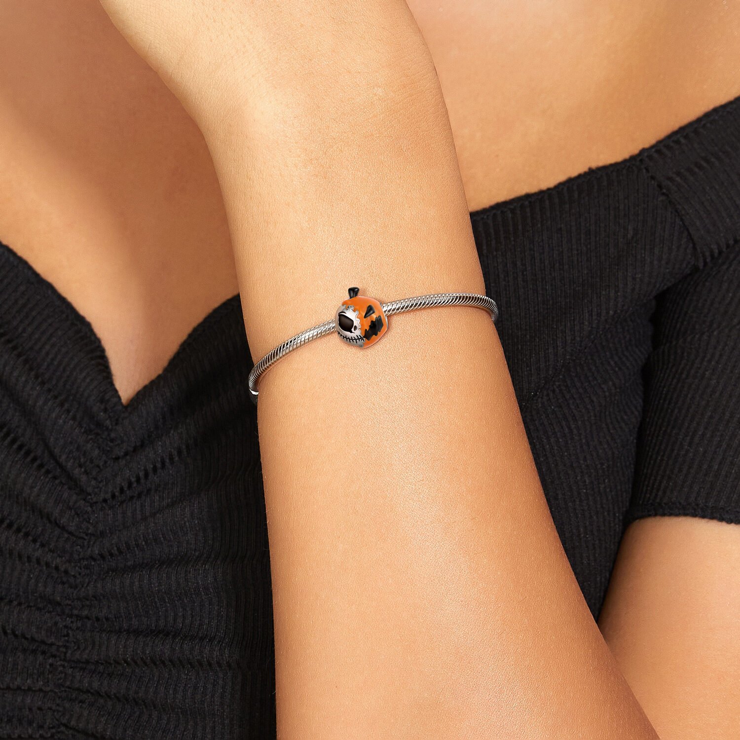 Halloween Bracelet Diy Beads S925 Sterling Silver Drip Glue Double Sided Pumpkin Skull Head Beads - Image 2
