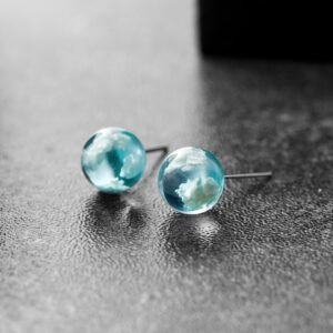 Transparent spherical resin earrings