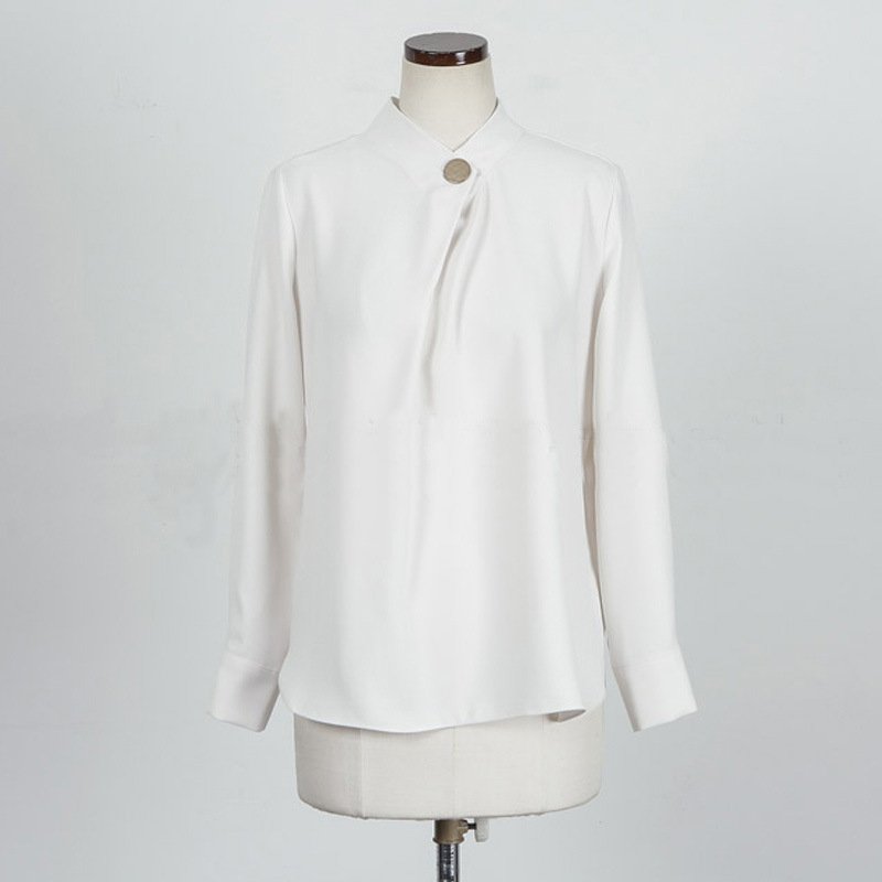 Top shirt long sleeve stand collar