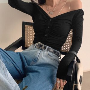 Women's Long-sleeved V-neck Single-breasted Cardigan