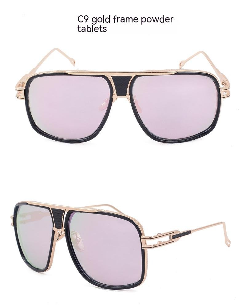 Men's Women's Sunglasses Fashion Vintage With Large Rims Metal Gradient - Image 9