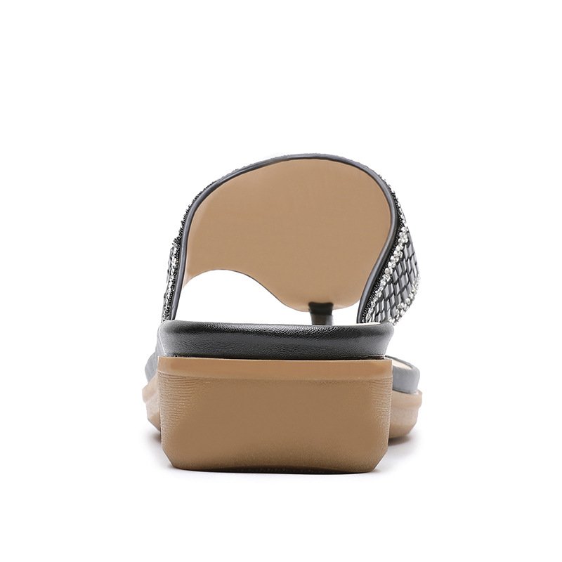 Flat bottom slope and bohemian rhinestone sandals - Image 3