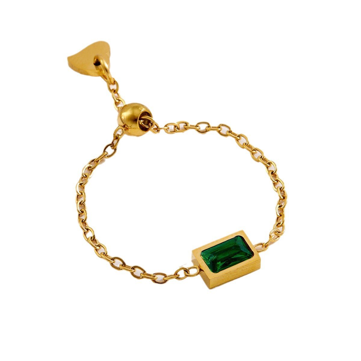 Fashionable And Elegant Green Square-cut Diamond Ring - Image 4