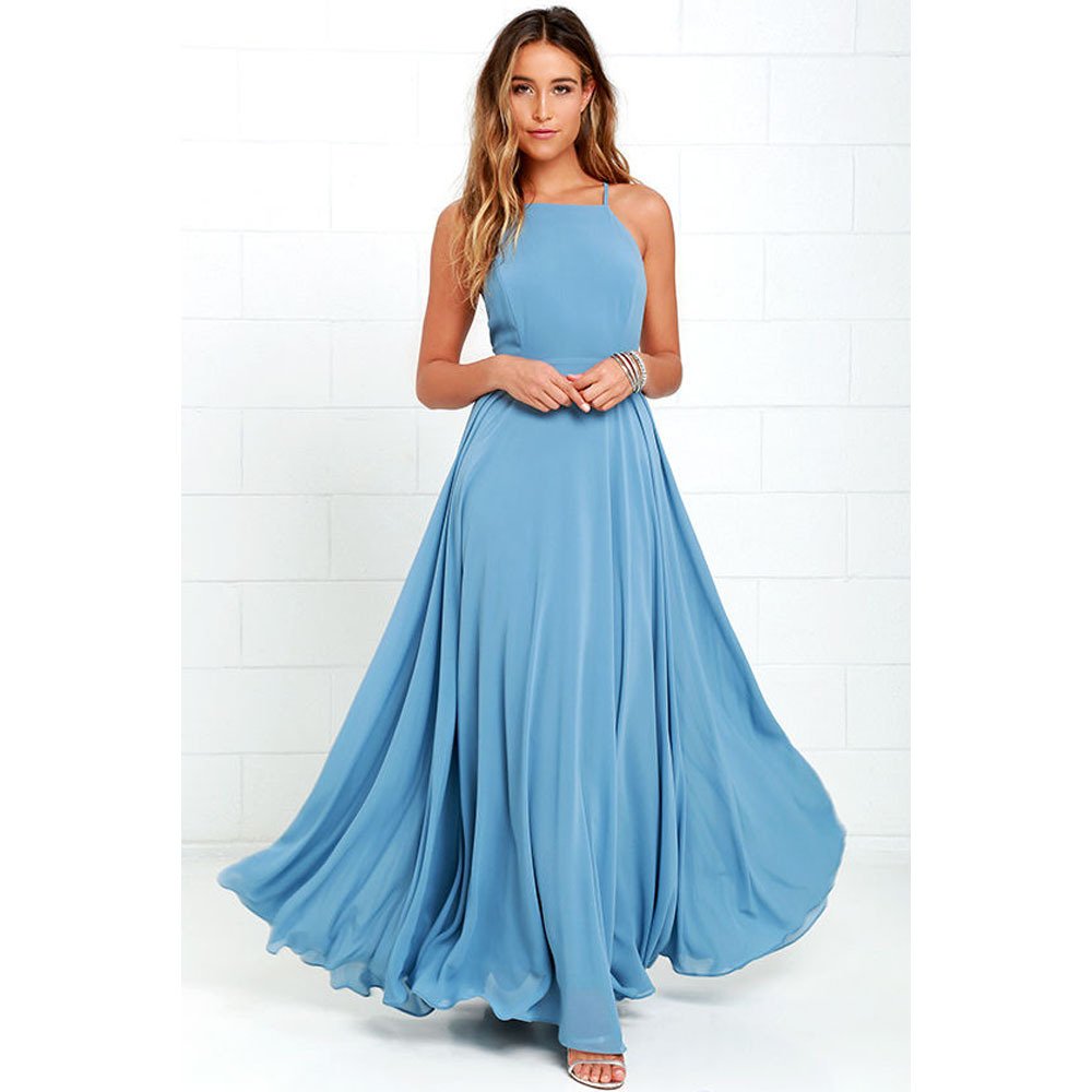 Chiffon big swing sexy backless suspender skirt long dress - Image 6