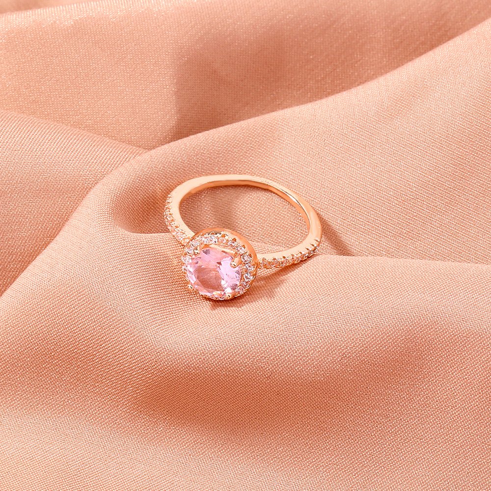 Copper micro-inlaid round zircon ring - Image 2