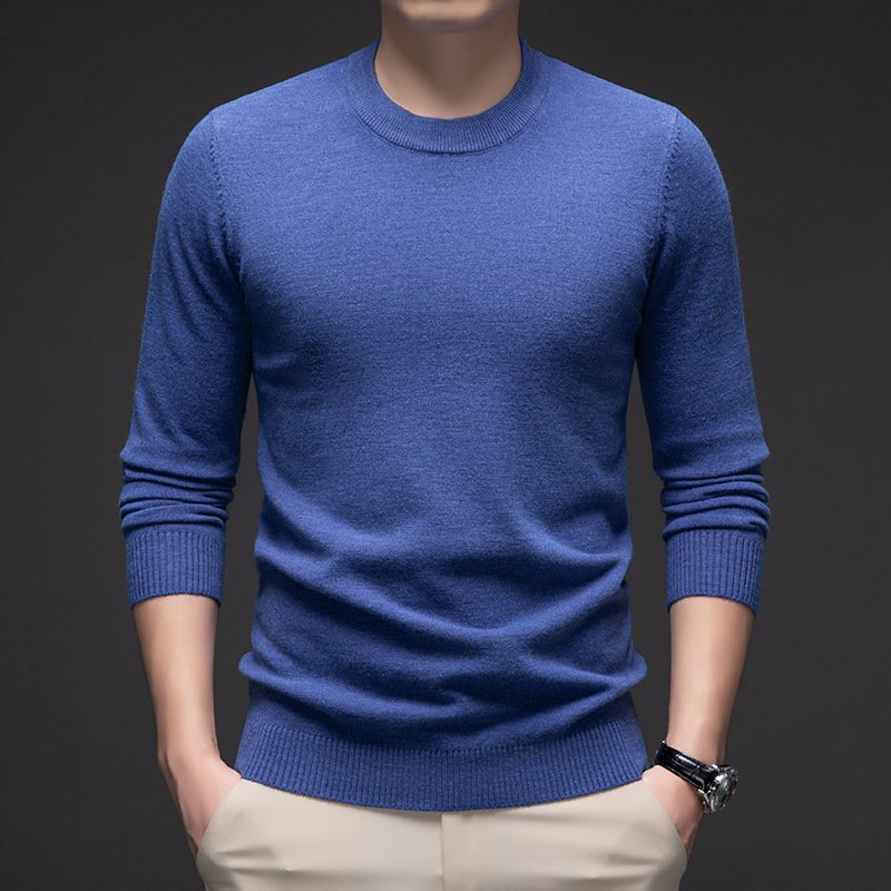 Solid Color Men's Round Neck Long Sleeve Autumn And Winter Leisure Sweater - Image 7