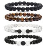 Volcanic Rock Bracelet Ornament Fashion Simple Tigereye Blue Gold Agate Bracelet Suit