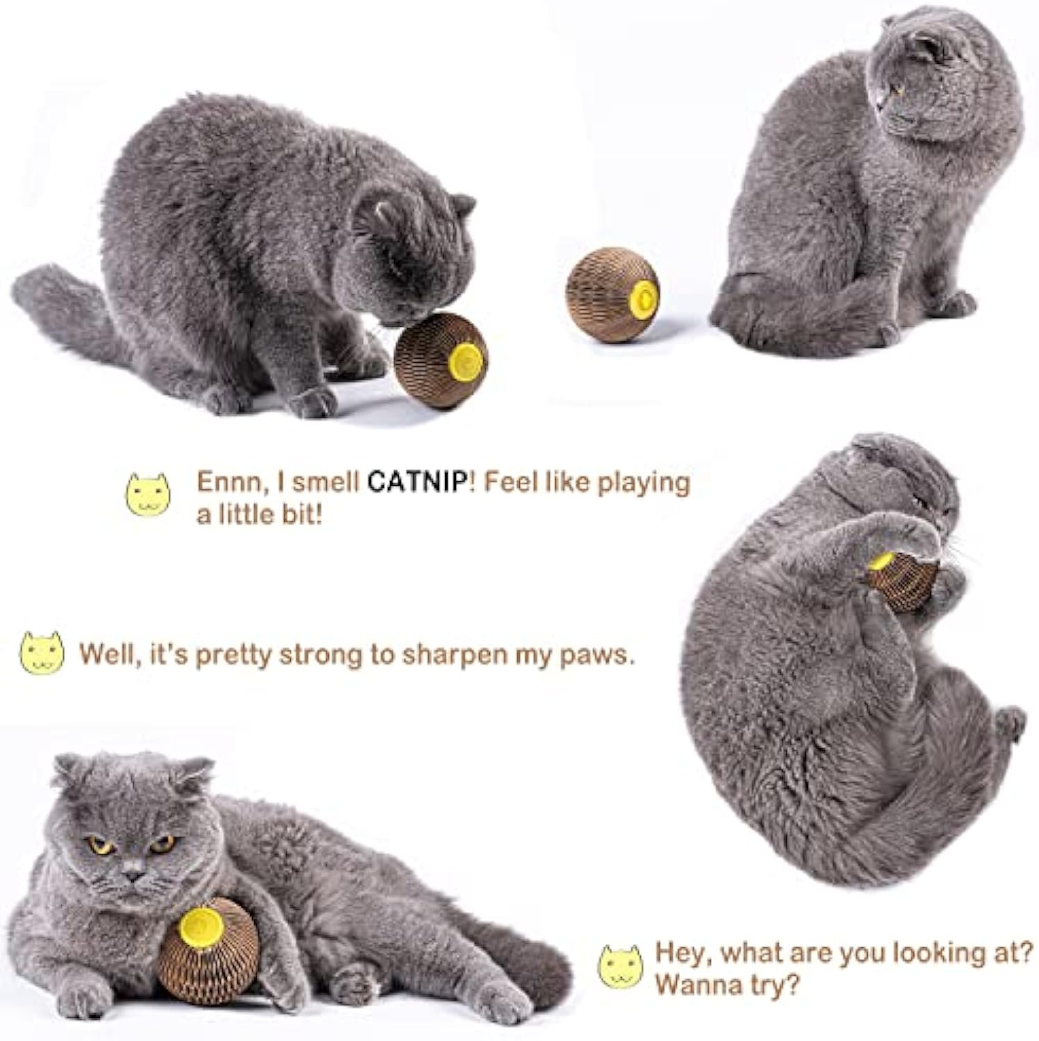 Catnip Ball Toy For Cats Catnip Refillable Scratcher Ball Kitty's Faithful Playmate Reduce Obesity And Loneliness - Image 5