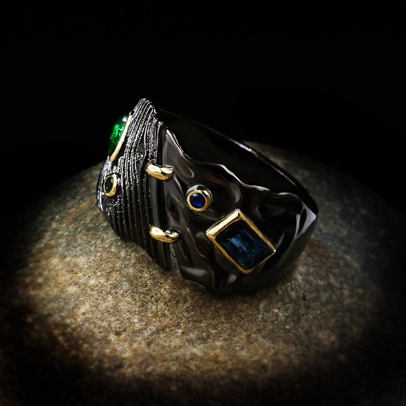 Black Colored Stone Ethnic Retro Style Diy Earrings - Image 4