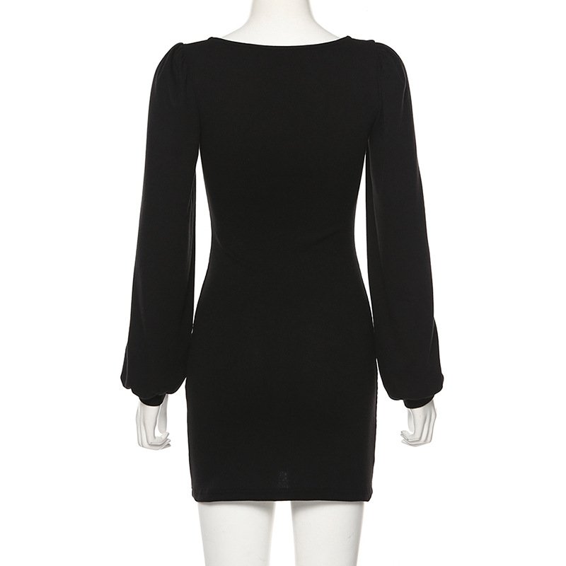 Lantern square neck bag hip dress - Image 10