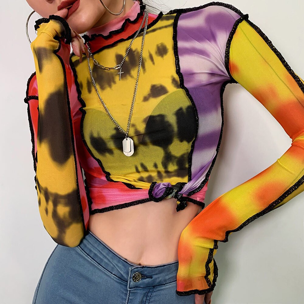 Paneled turtleneck long sleeve T-shirt - Image 3