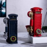 Retro Telephone Booth Model Wine Cabinet Window Resin Decoration