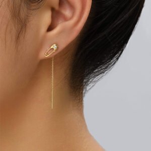 New Copper Safety Pin Micro-zircon Fashion Earrings Long Tassel Earline High-quality Temperament Earrings Female Accessories