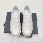Round-toe Shallow Mouth Lace-up Leather White Shoes