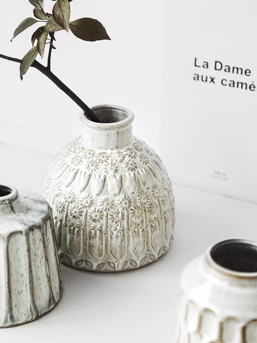 Handmade Stoneware Vase With Flower Arrangement - Image 3