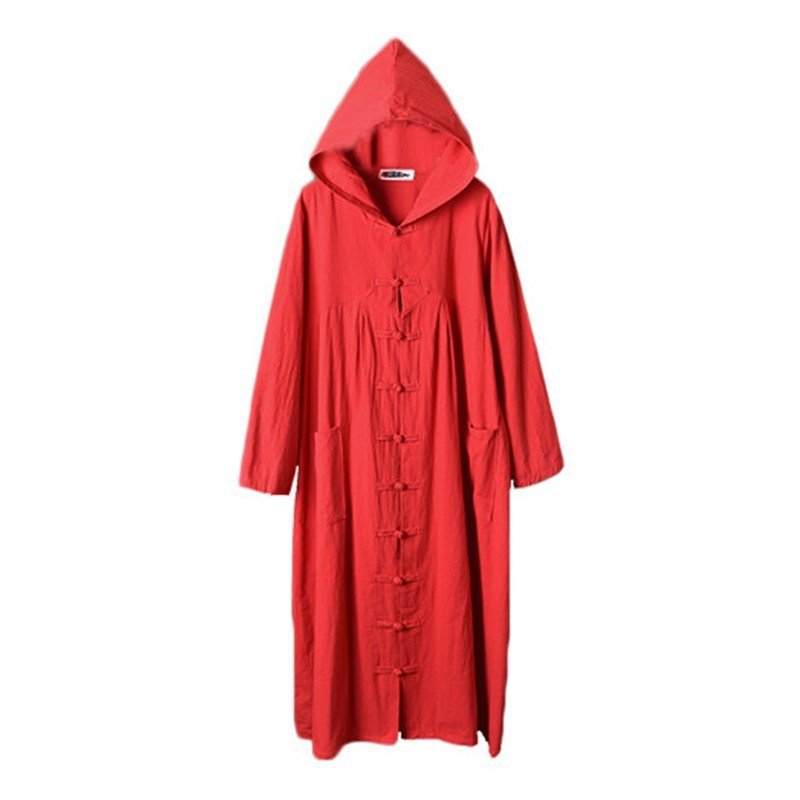 Cotton and linen long cloak windbreaker jacket ladies - Image 6