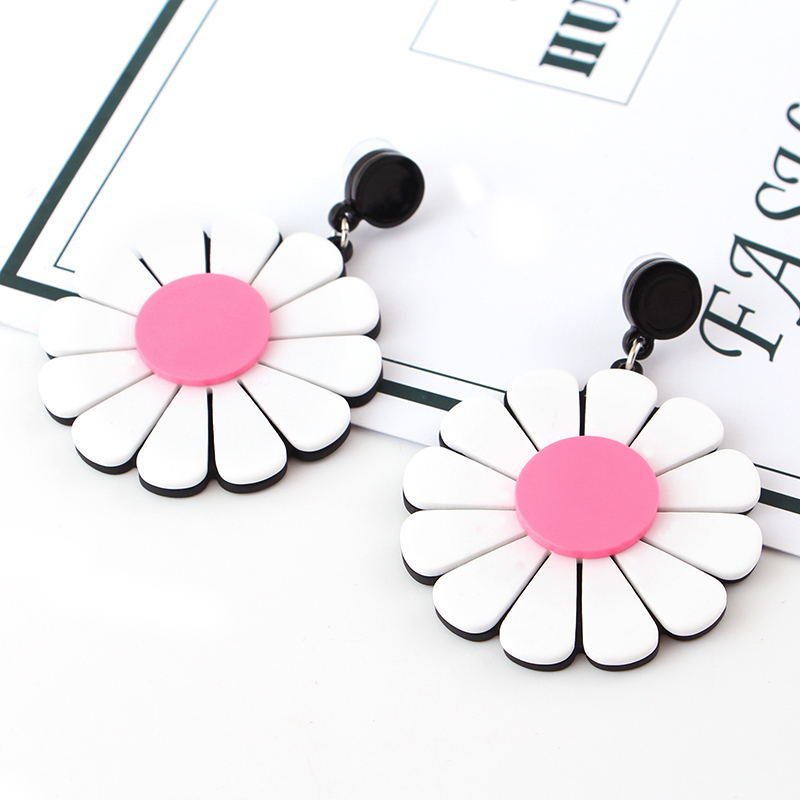 Sun Flower Daisy Flower Big Earrings Women - Image 4