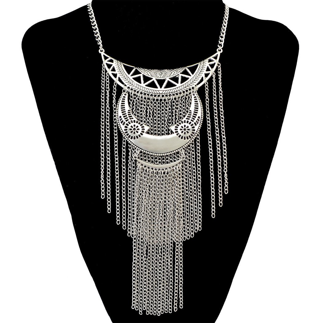 Vintage multi-layer fringed necklace