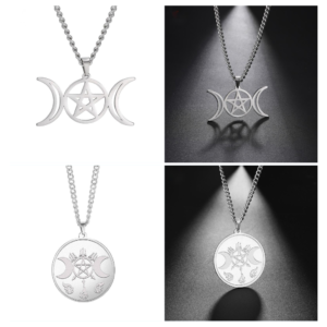 Retro Symmetrical Moon Hollow Pentagram Pentagram Stainless Steel Pendant Necklace