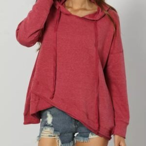 New Style Explosive Hooded Irregular Cross Hem Sweater Women